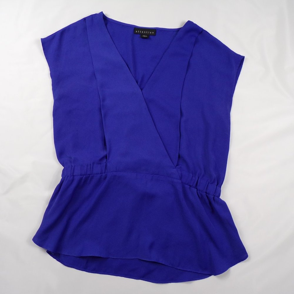 Wrap Chest Sheer Sleeveless Blouse